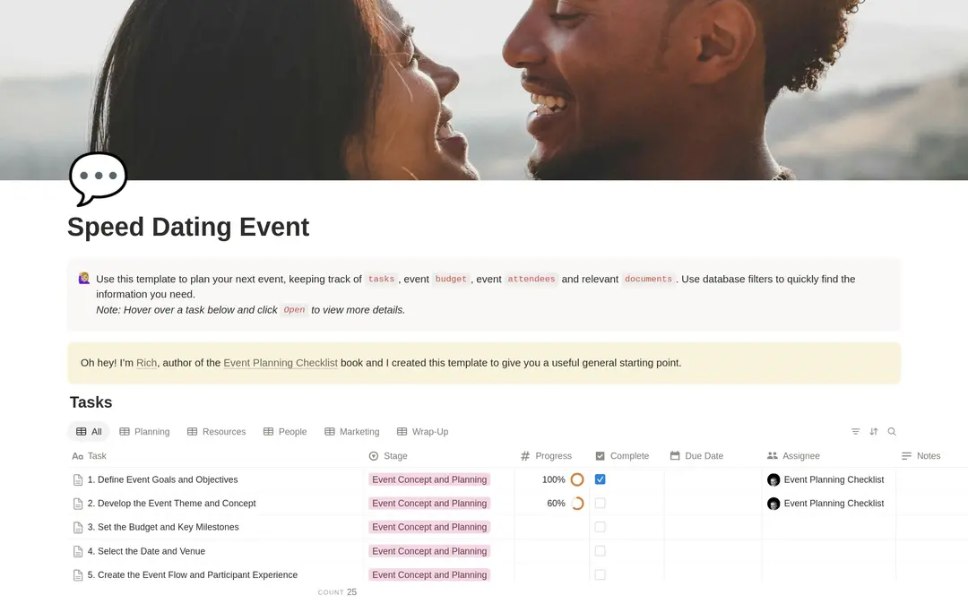 Speed Dating Event Planning Checklist preview
