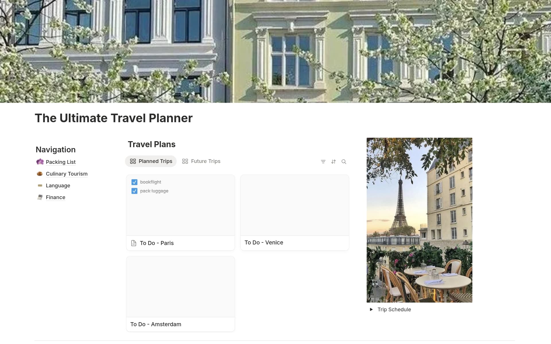 Vista previa de plantilla para The Ultimate Travel Planner