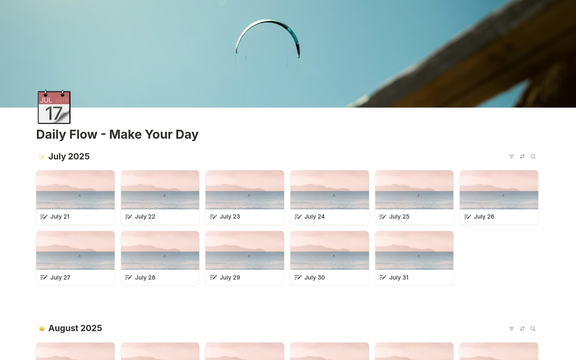 A template preview for Daily Flow - Make Your Day