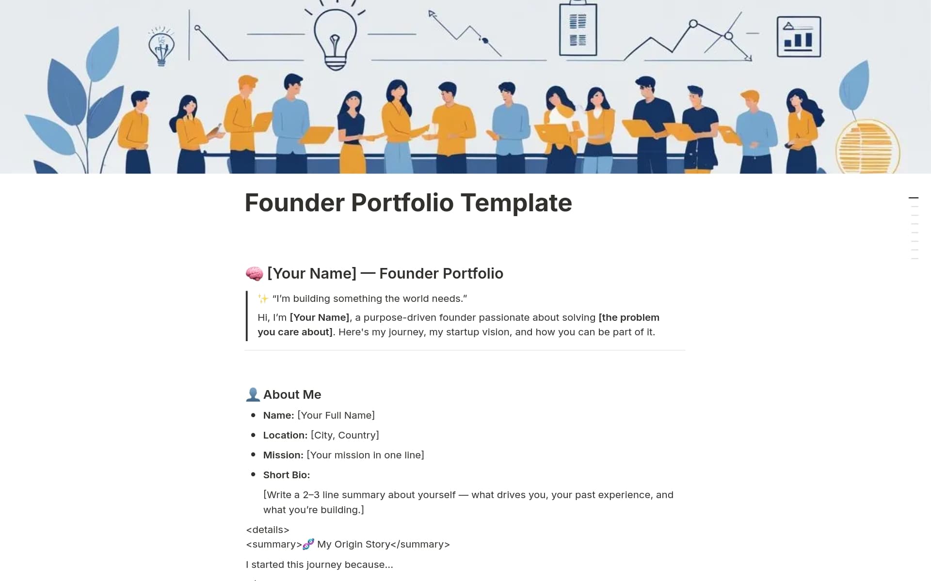 A template preview for FounderDeck- Startup Founder Portfolio