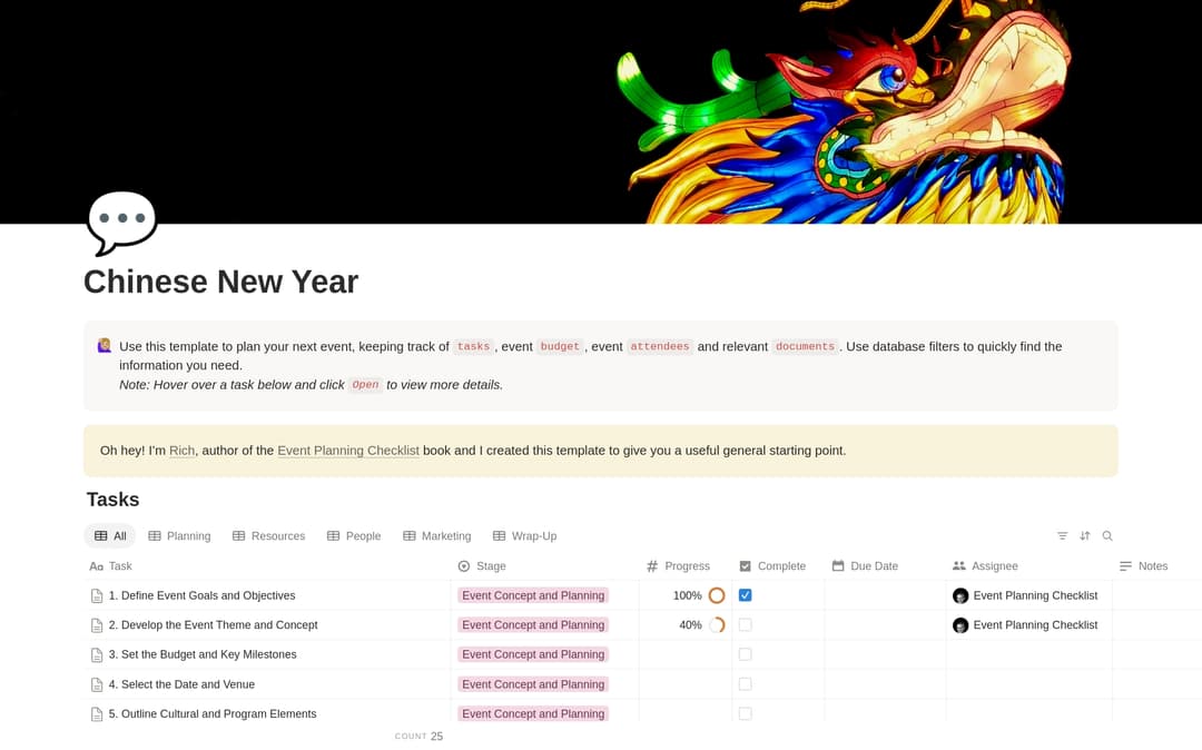 Chinese New Year Planning Checklist preview