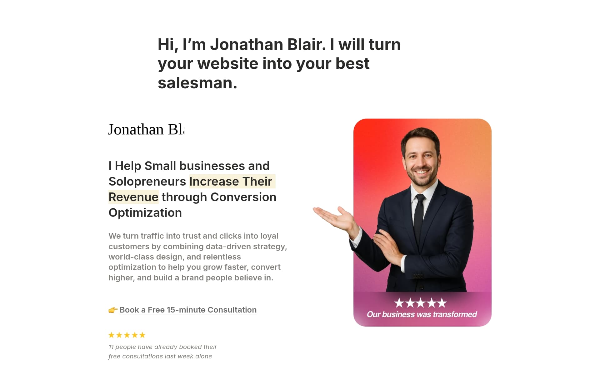 A template preview for Landing Page for Freelancers & Solopreneurs