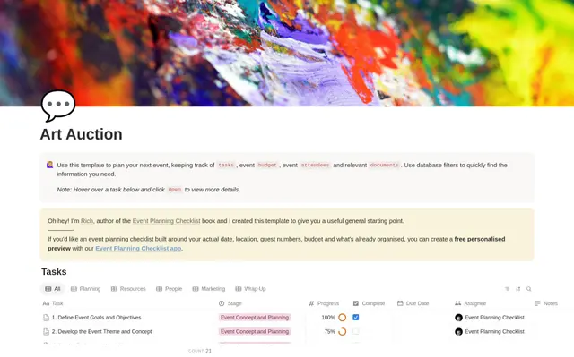 Art Auction Planning Checklist preview