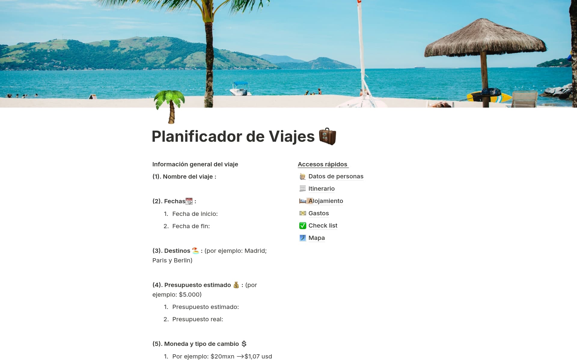 Vista previa de plantilla para PLANIFICADOR DE VIAJES ✈️