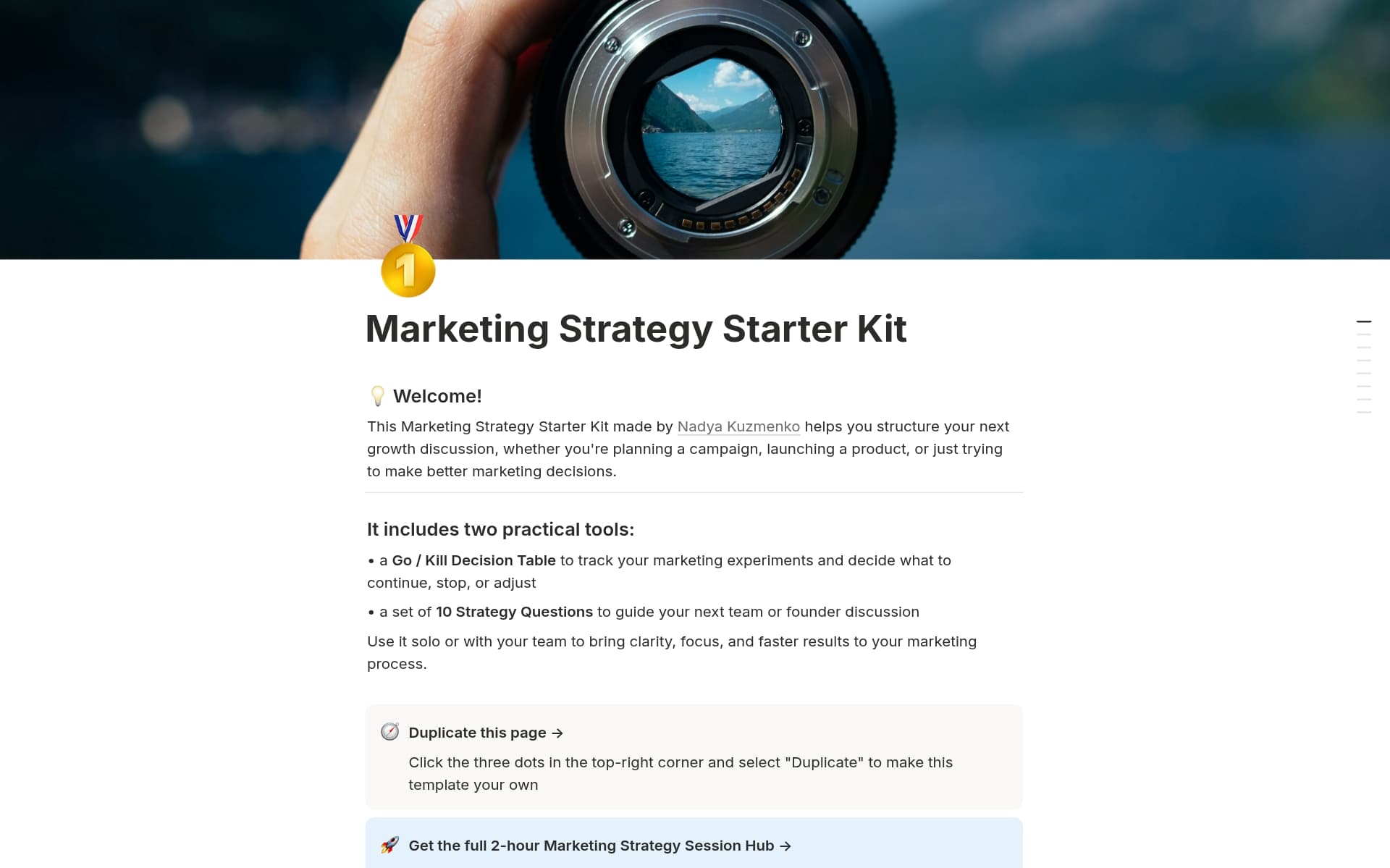 A template preview for Marketing Strategy Starter Kit