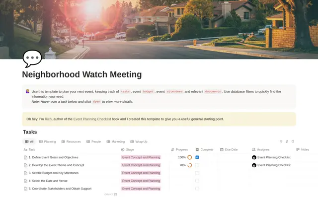 Neighborhood Watch Meeting Planning Checklist preview