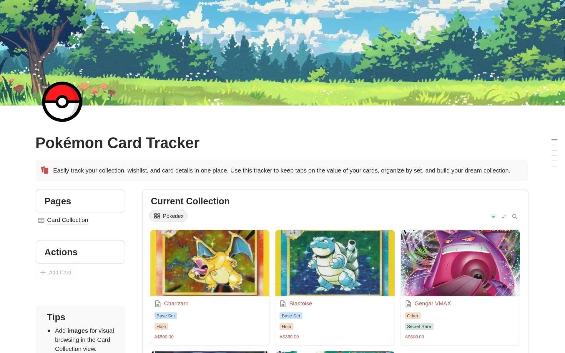 Pokmon Card Tracker Collection & Wishlist Template by Nebula | Notion Marketplace Pokmon Card Tracker Collection & Wishlist Template by Nebula | Notion Marketplace