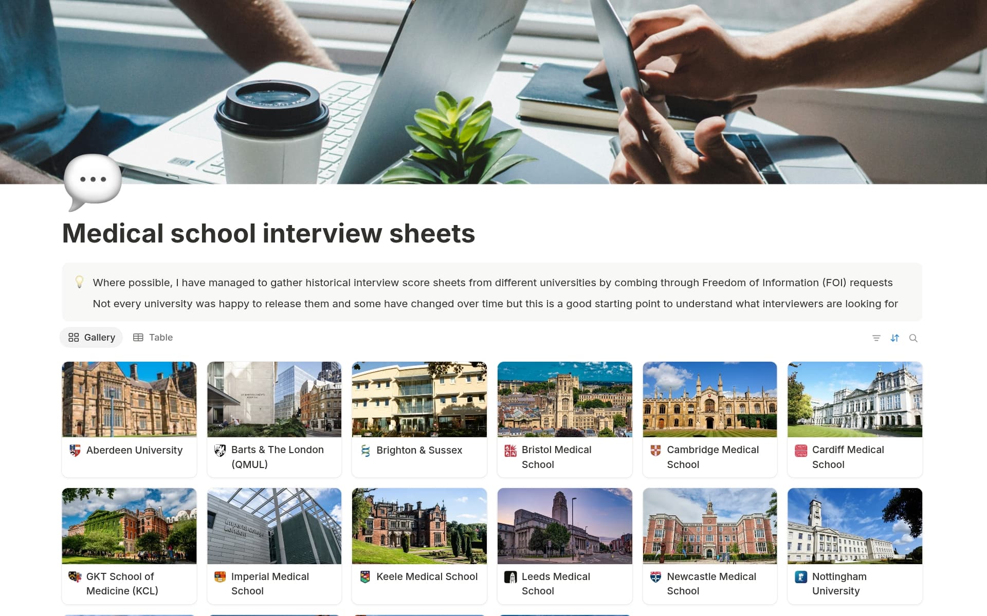 A template preview for Medical School Interview Sheets