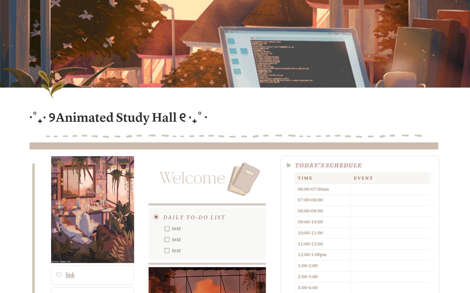 A template preview for Animated Study Hall | Home Aesthetic