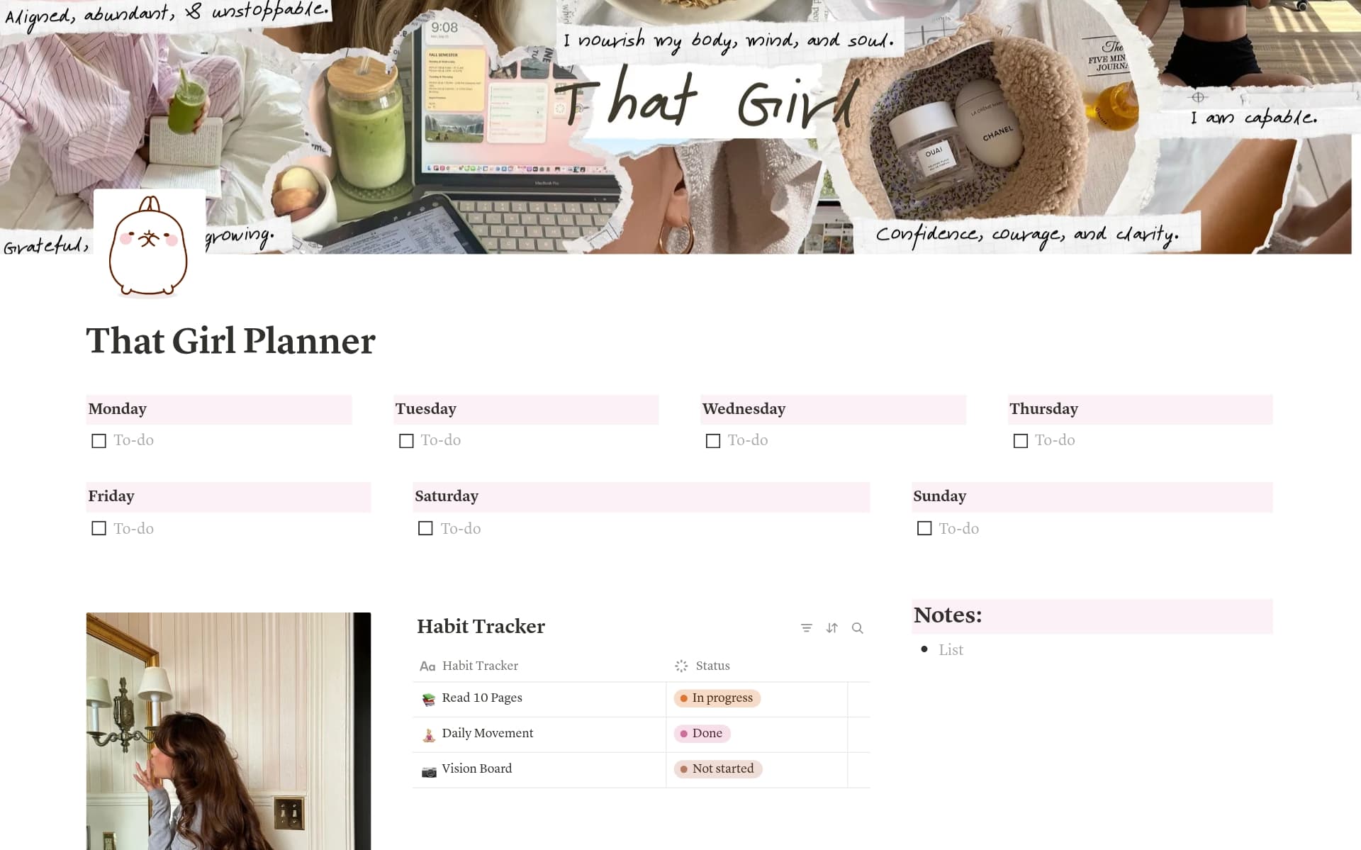 A template preview for That Girl Planner