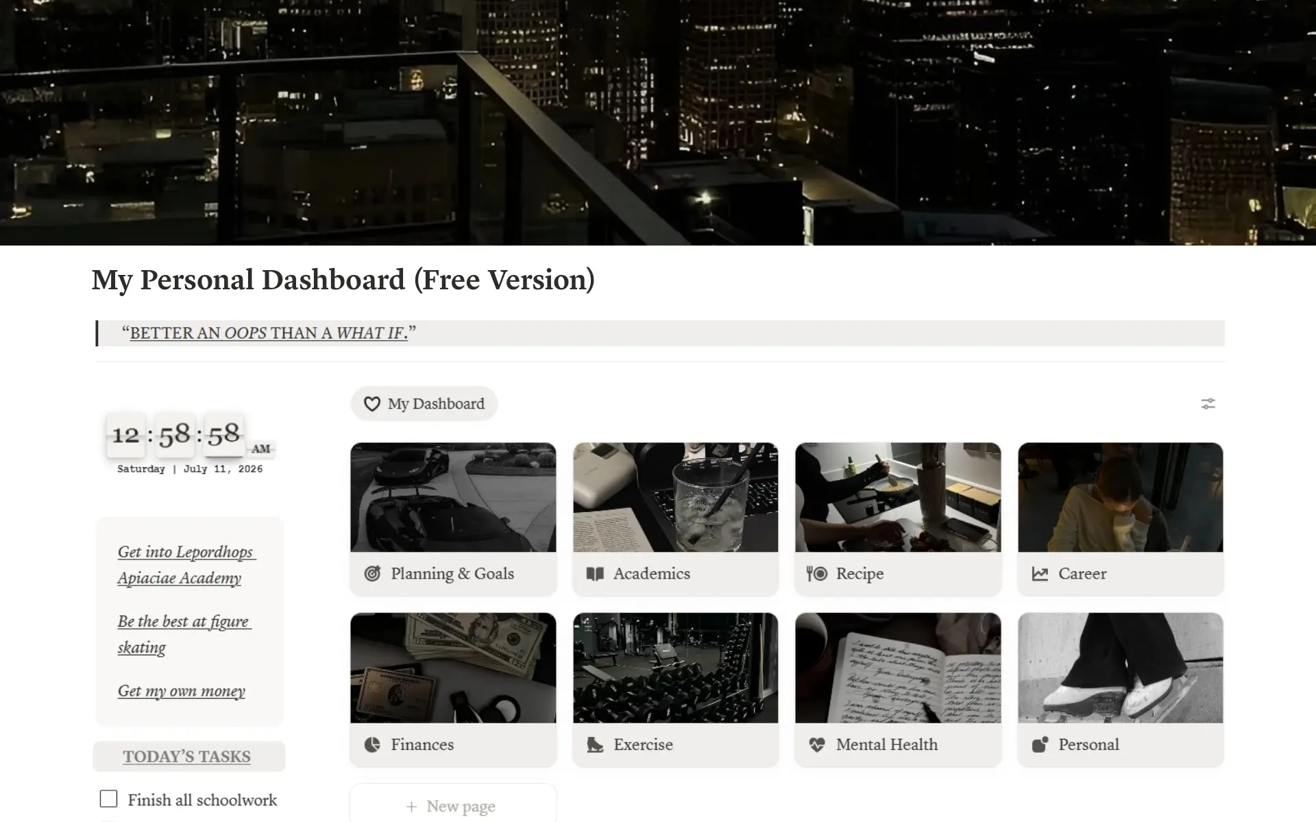 Dark Luxury Personal Dashboard (Basic Version) template preview