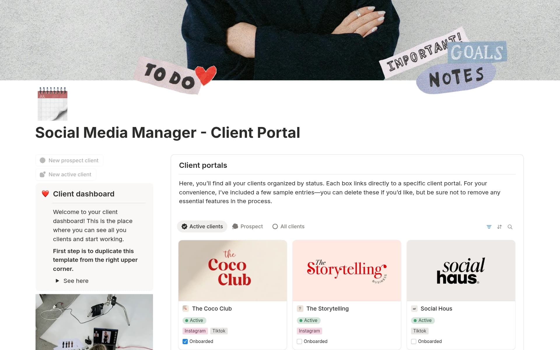 A template preview for Client Portal + IG Grid Widget