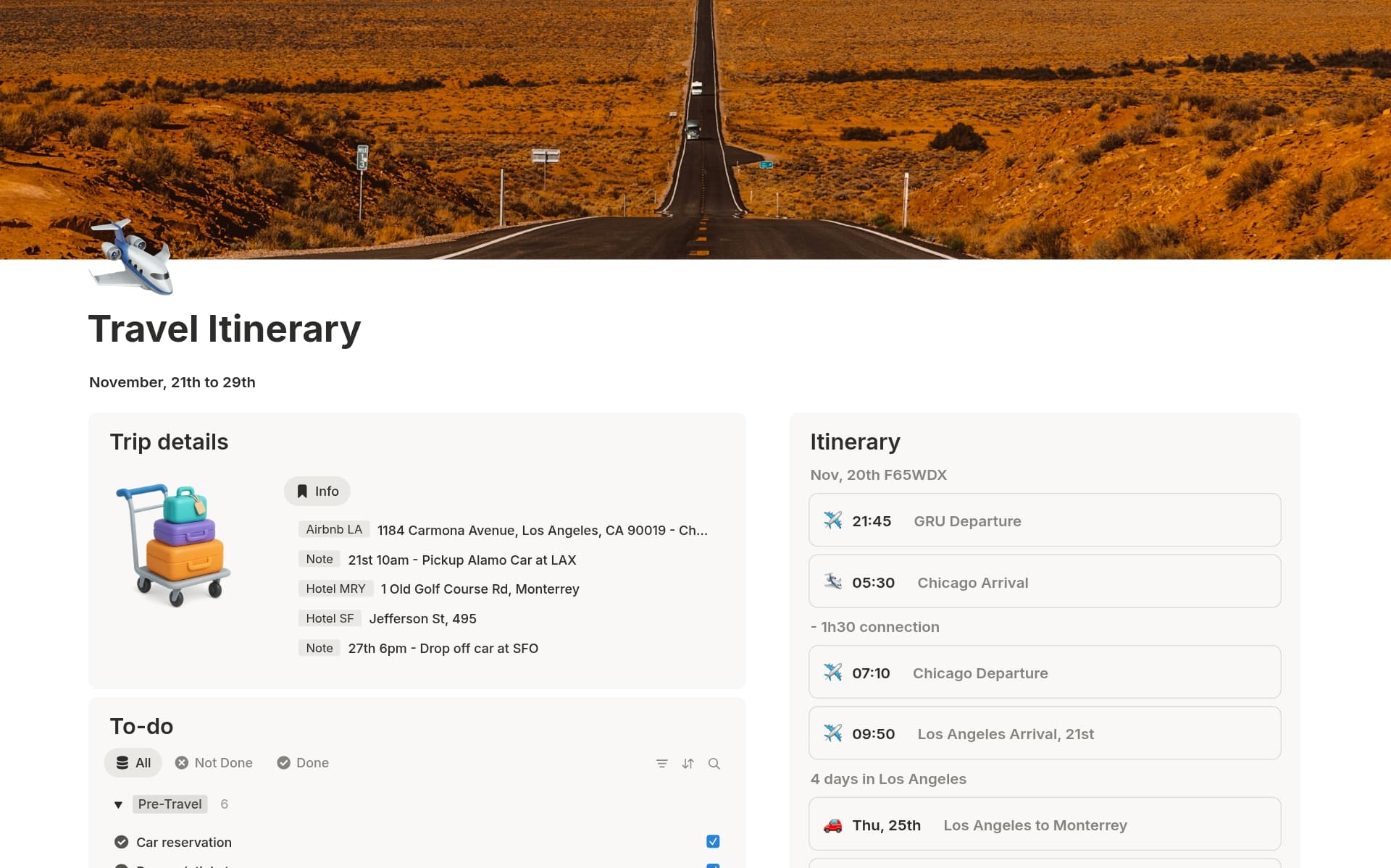 Vista previa de plantilla para Travel itinerary By Jaque