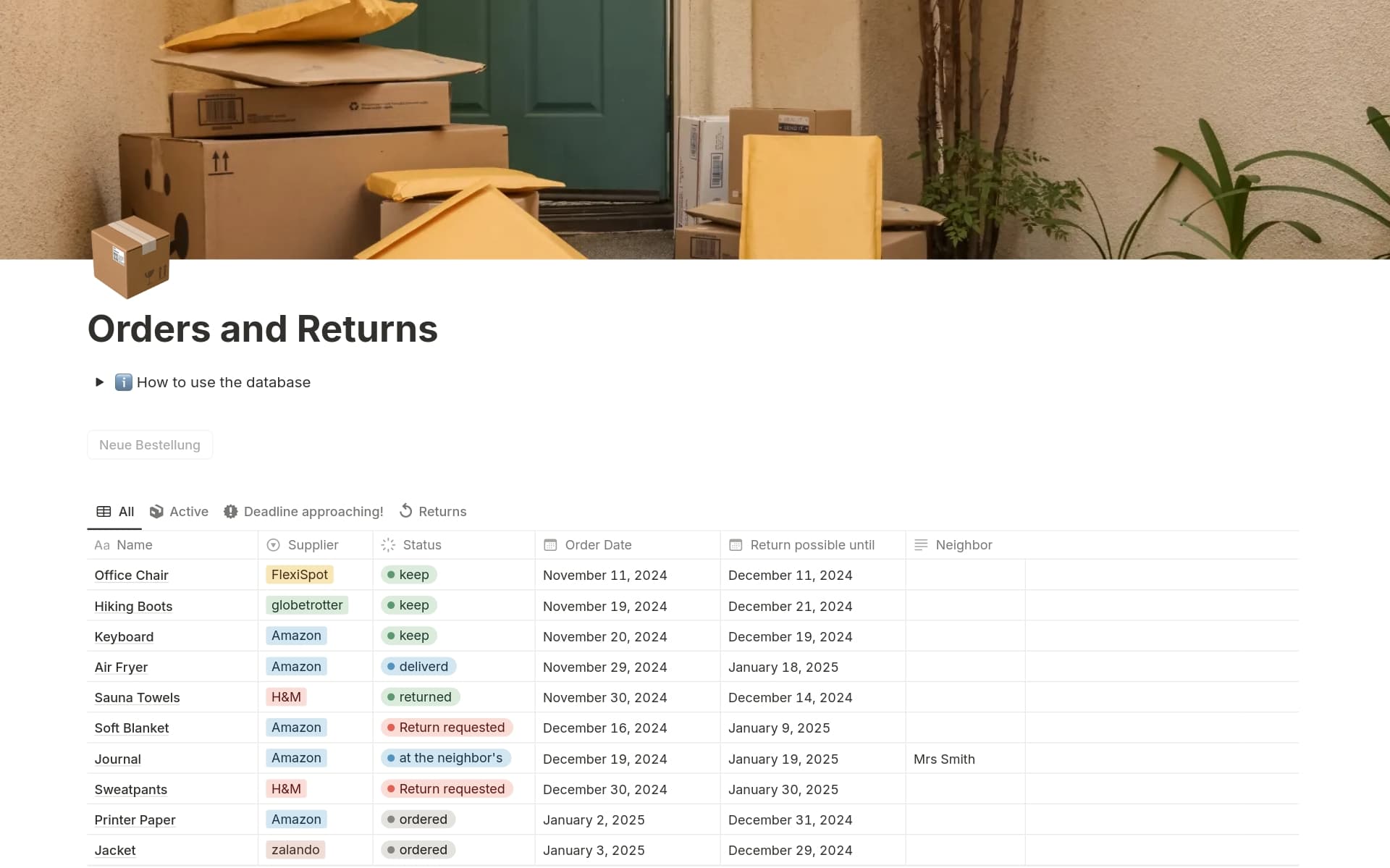 Orders and Returns Template Notion Marketplace