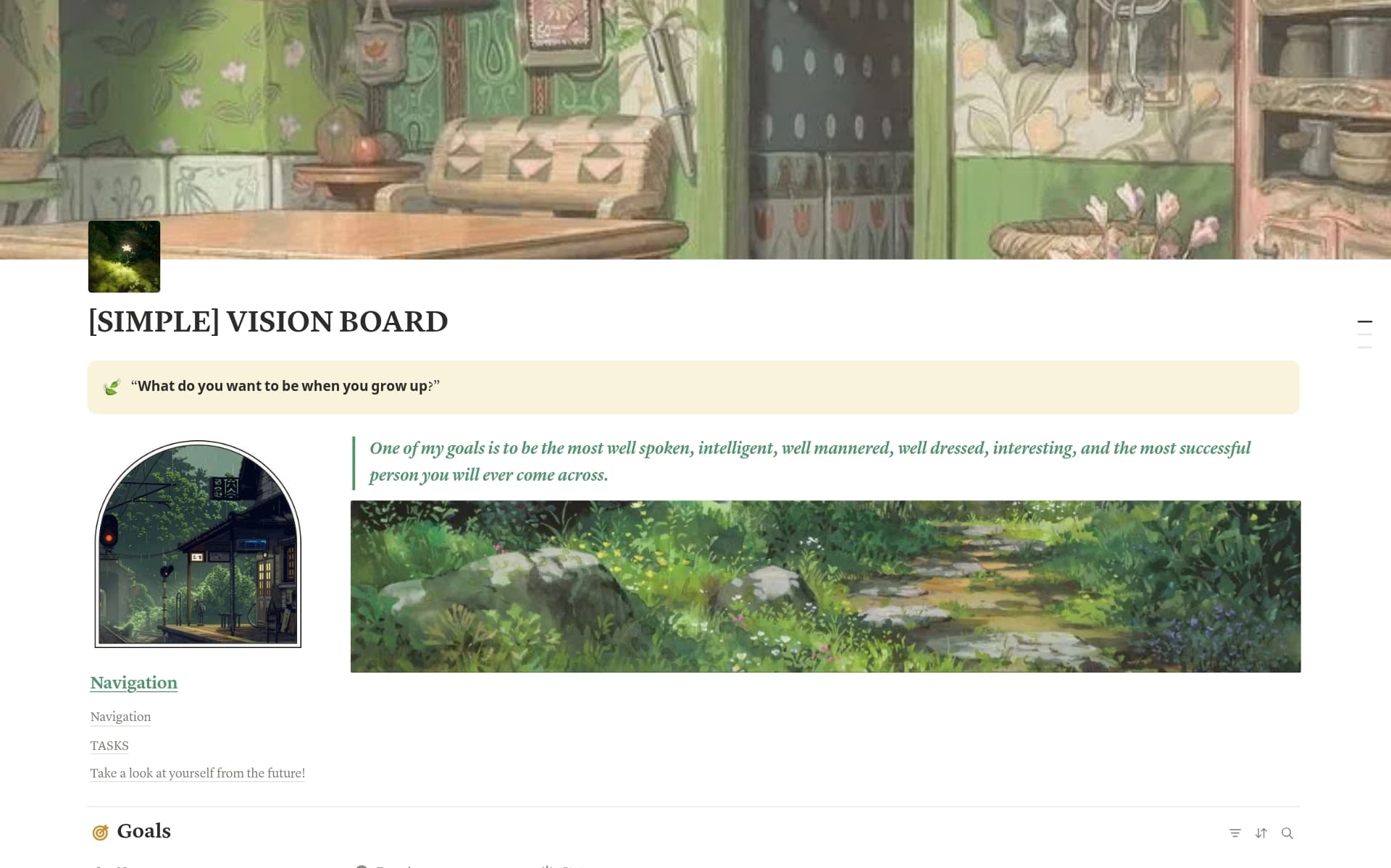 A template preview for Simple Aesthetic Vision Board