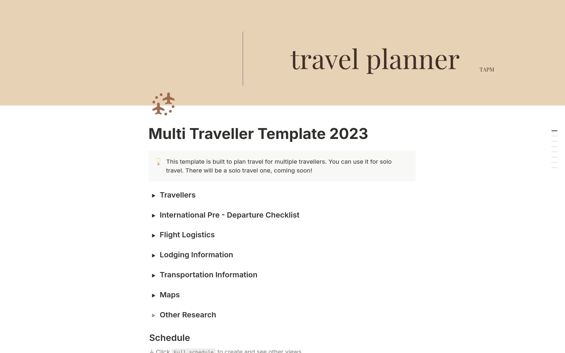 A template preview for Multi Traveller