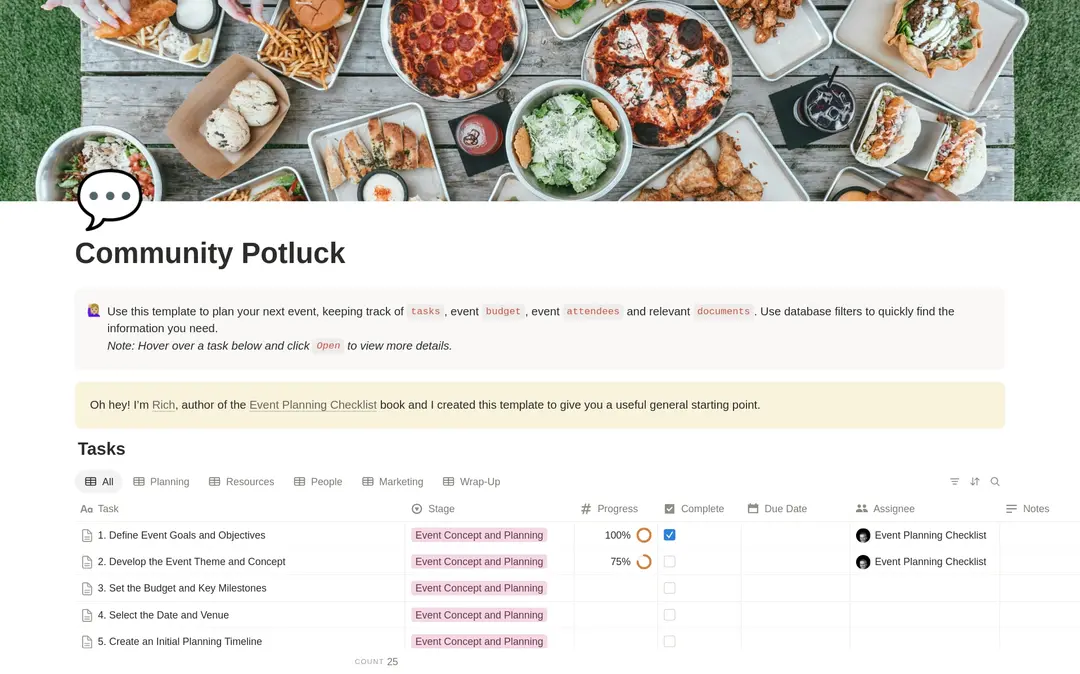 Community Potluck Planning Checklist preview