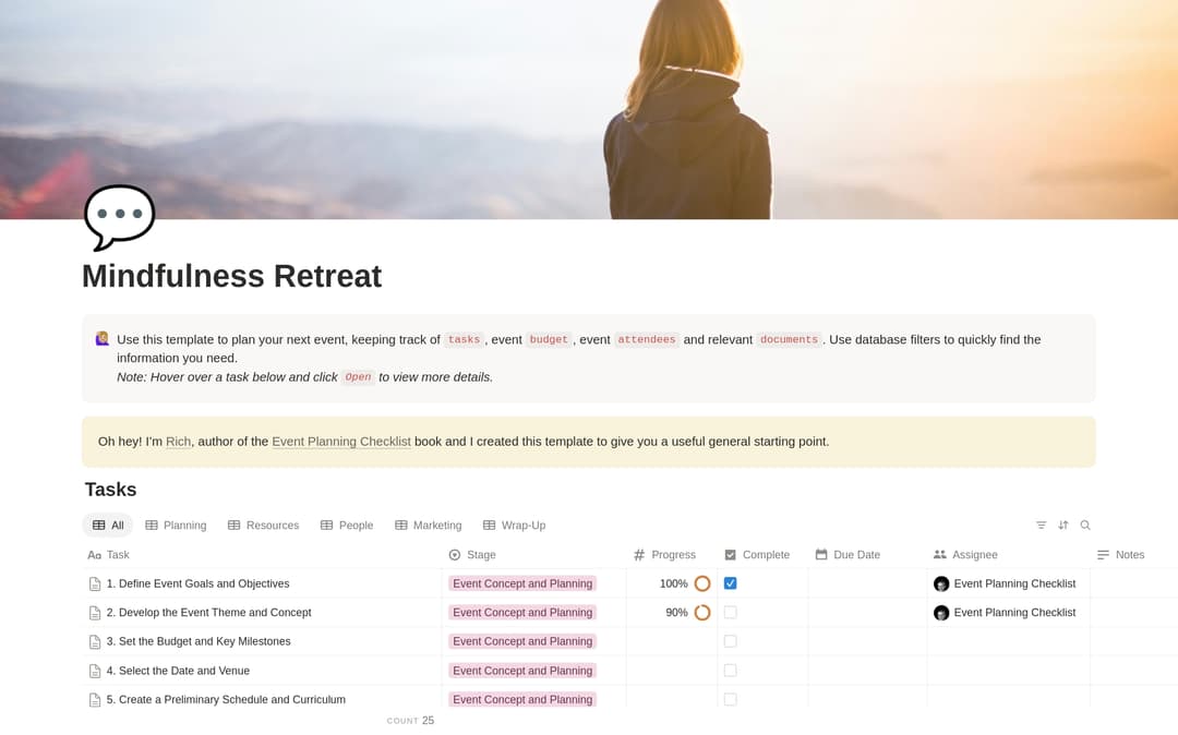 Mindfulness Retreat Planning Checklist preview