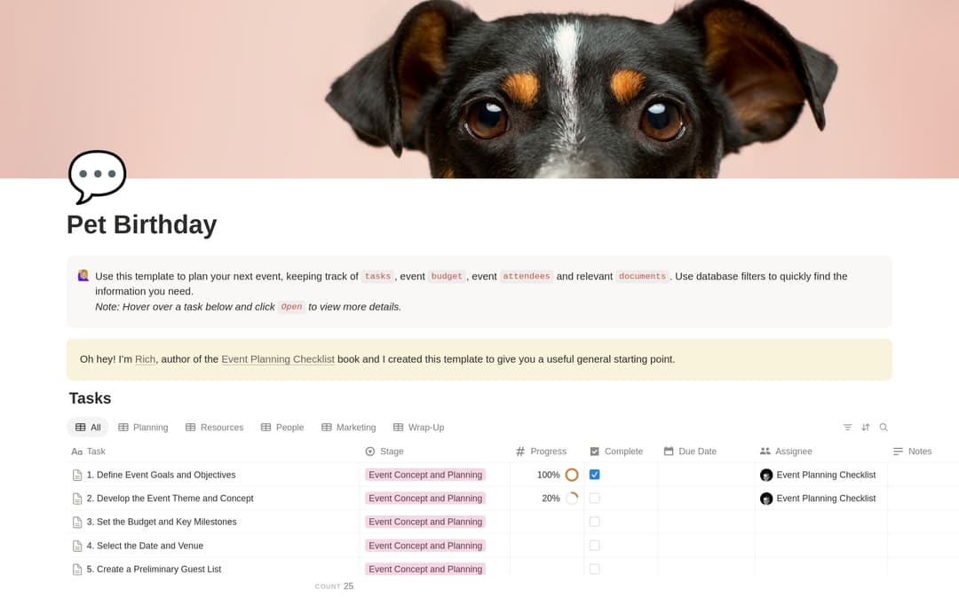 Pet Birthday Planning Checklist preview