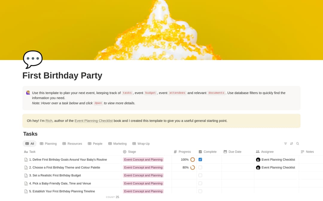 First Birthday Party Planning Checklist preview