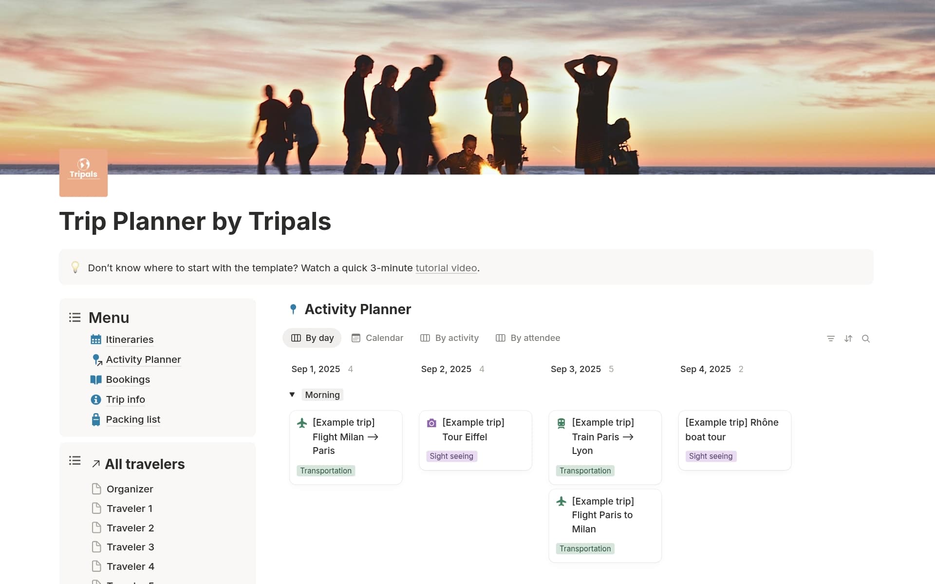 Vista previa de plantilla para Trip Planner by Tripals _ Newest Version