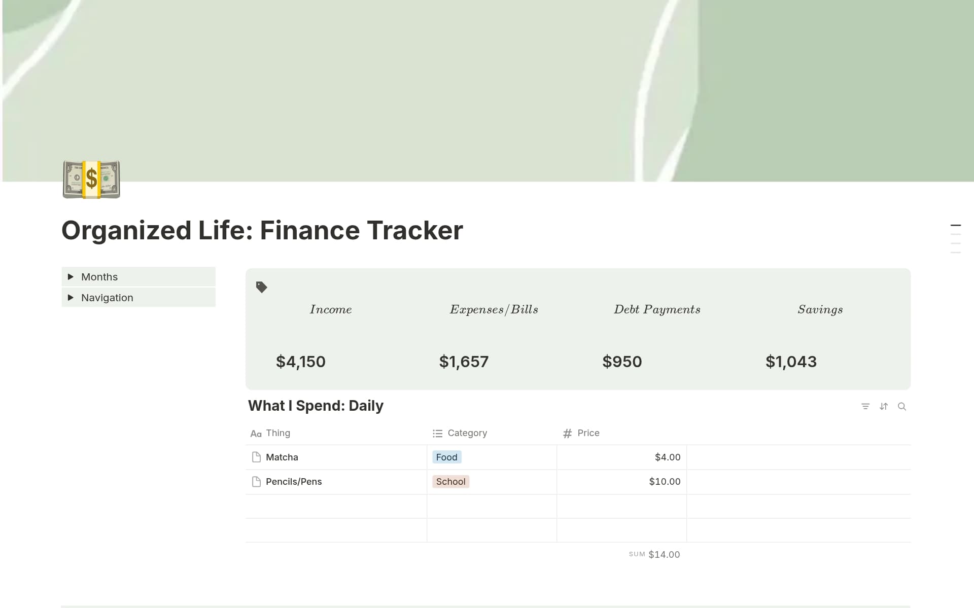 A template preview for Budget Tracker/Planner