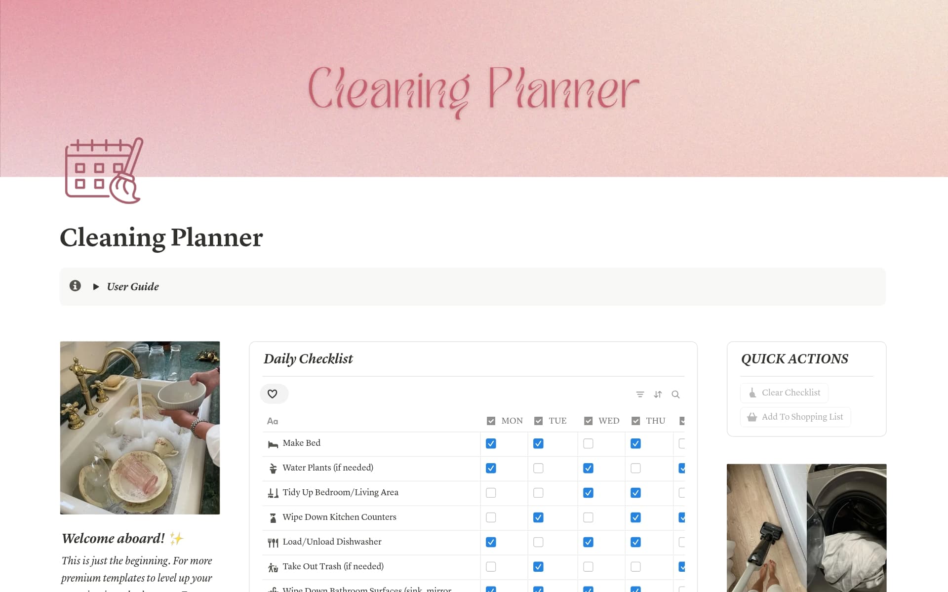 A template preview for Home Cleaning Planner