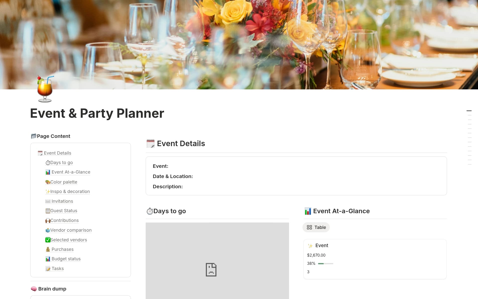 A template preview for Event & Party Planner