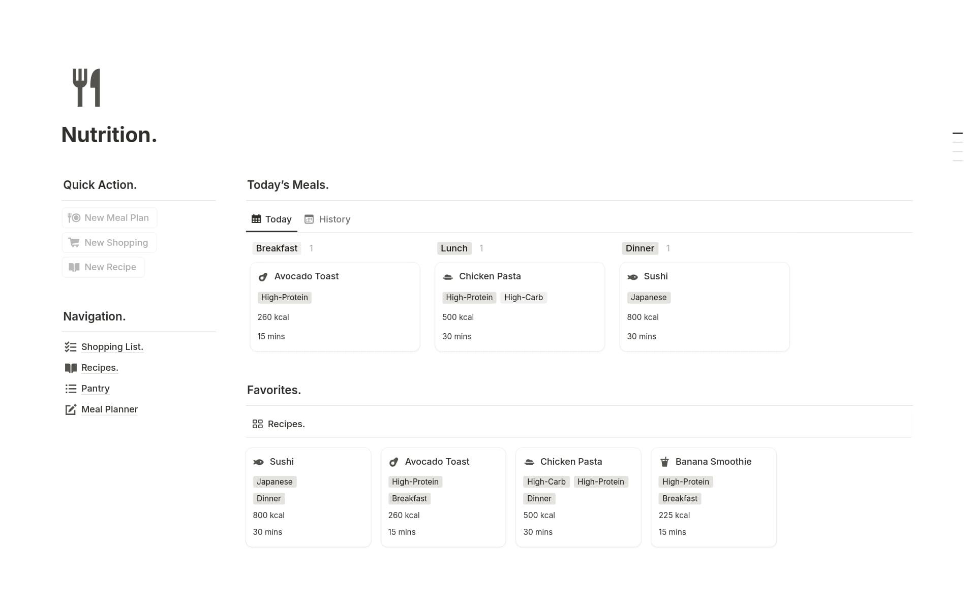 Vista previa de una plantilla para Nutrition.