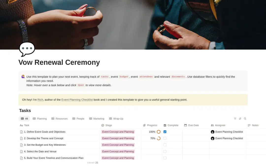 Vow Renewal Ceremony Planning Checklist preview