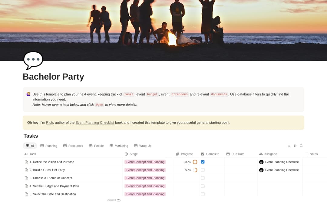 Bachelor Party Planning Checklist preview