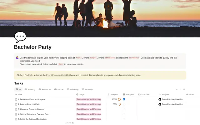 Bachelor Party Planning Checklist preview
