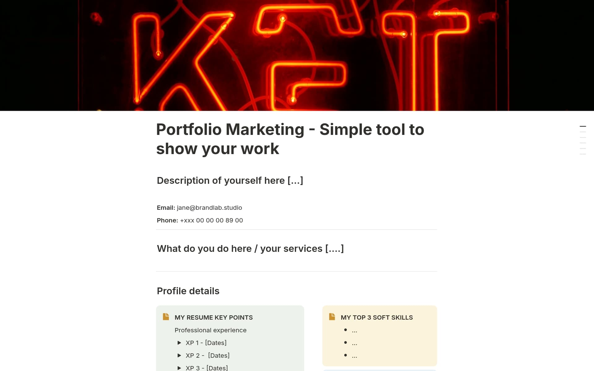 A template preview for Portfolio Marketing - Simple tool to show your work