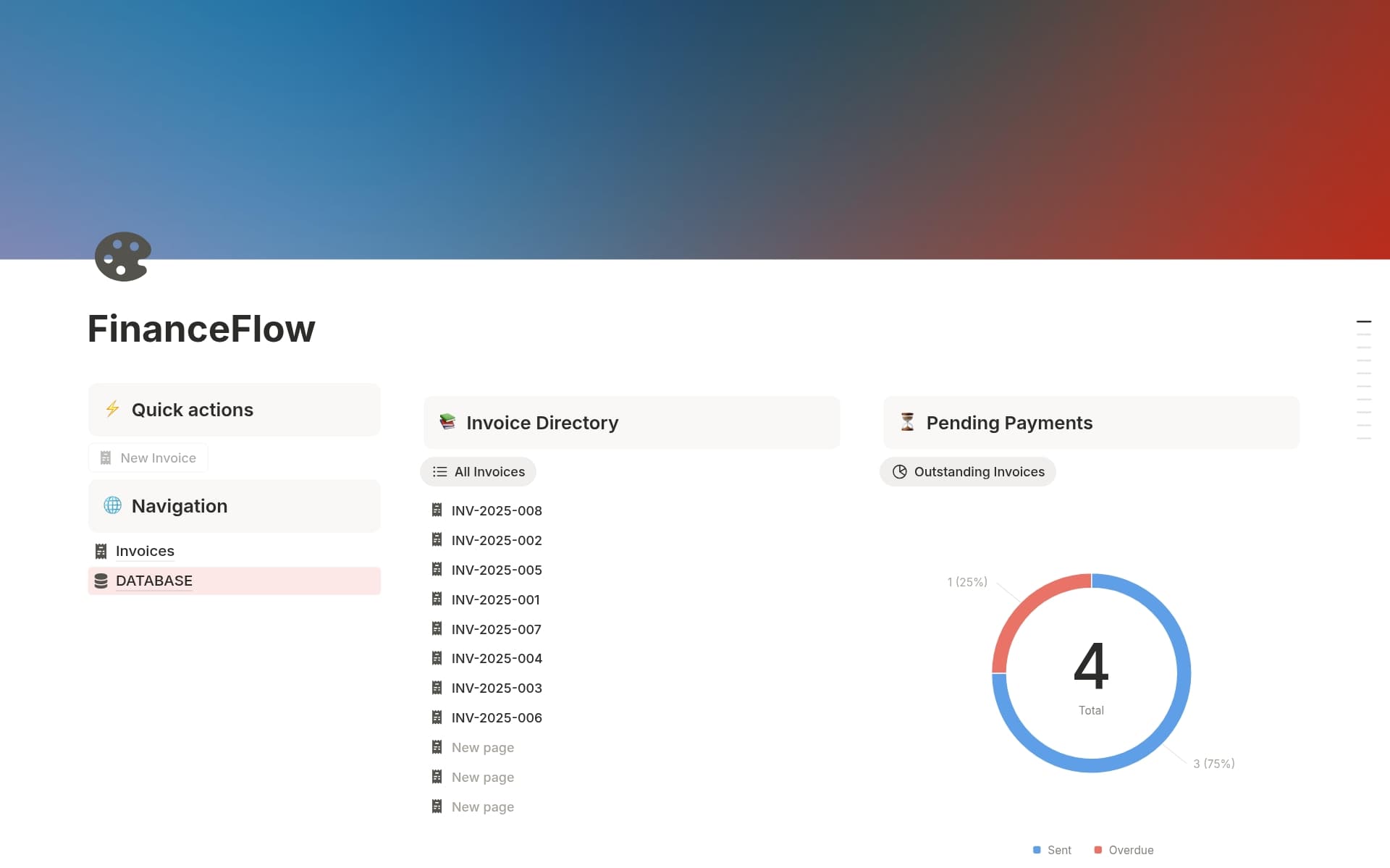 A template preview for Finance Flow