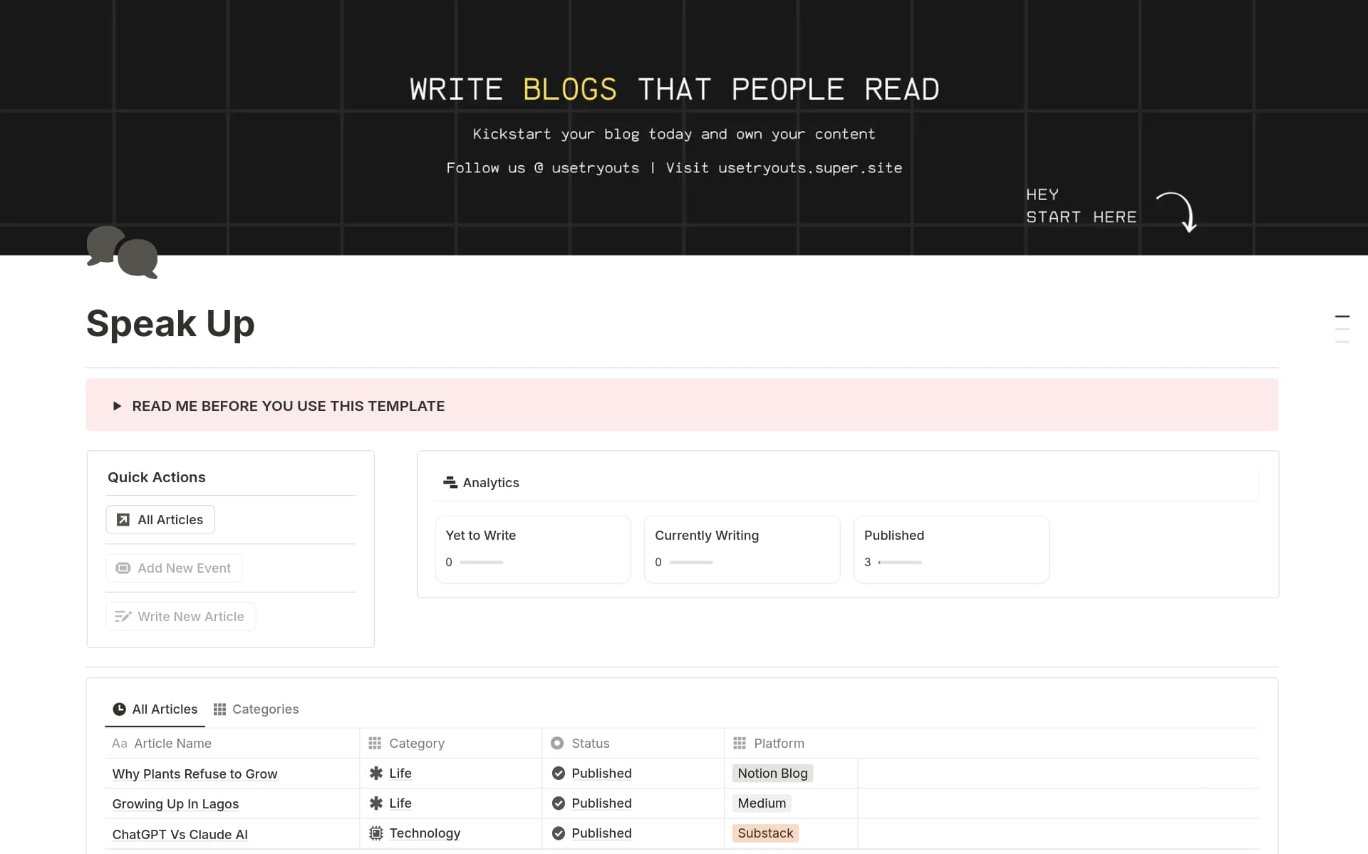 A template preview for The Blog Kit - Speak Up