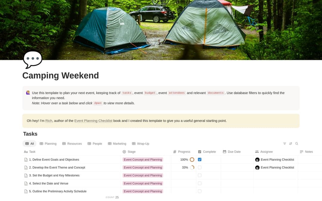 Camping Weekend Planning Checklist preview