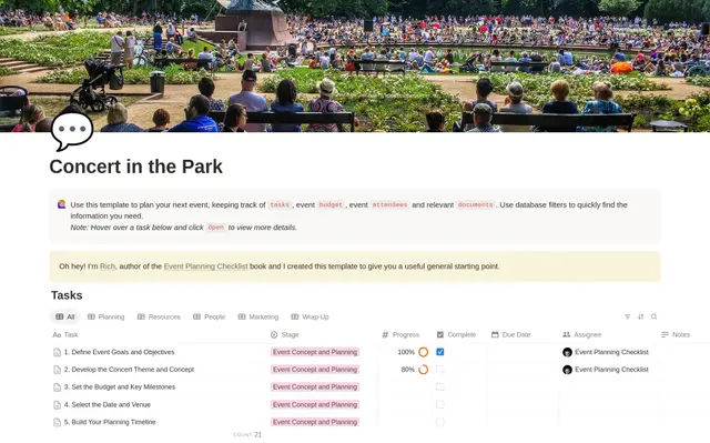 Concert in the Park Planning Checklist preview