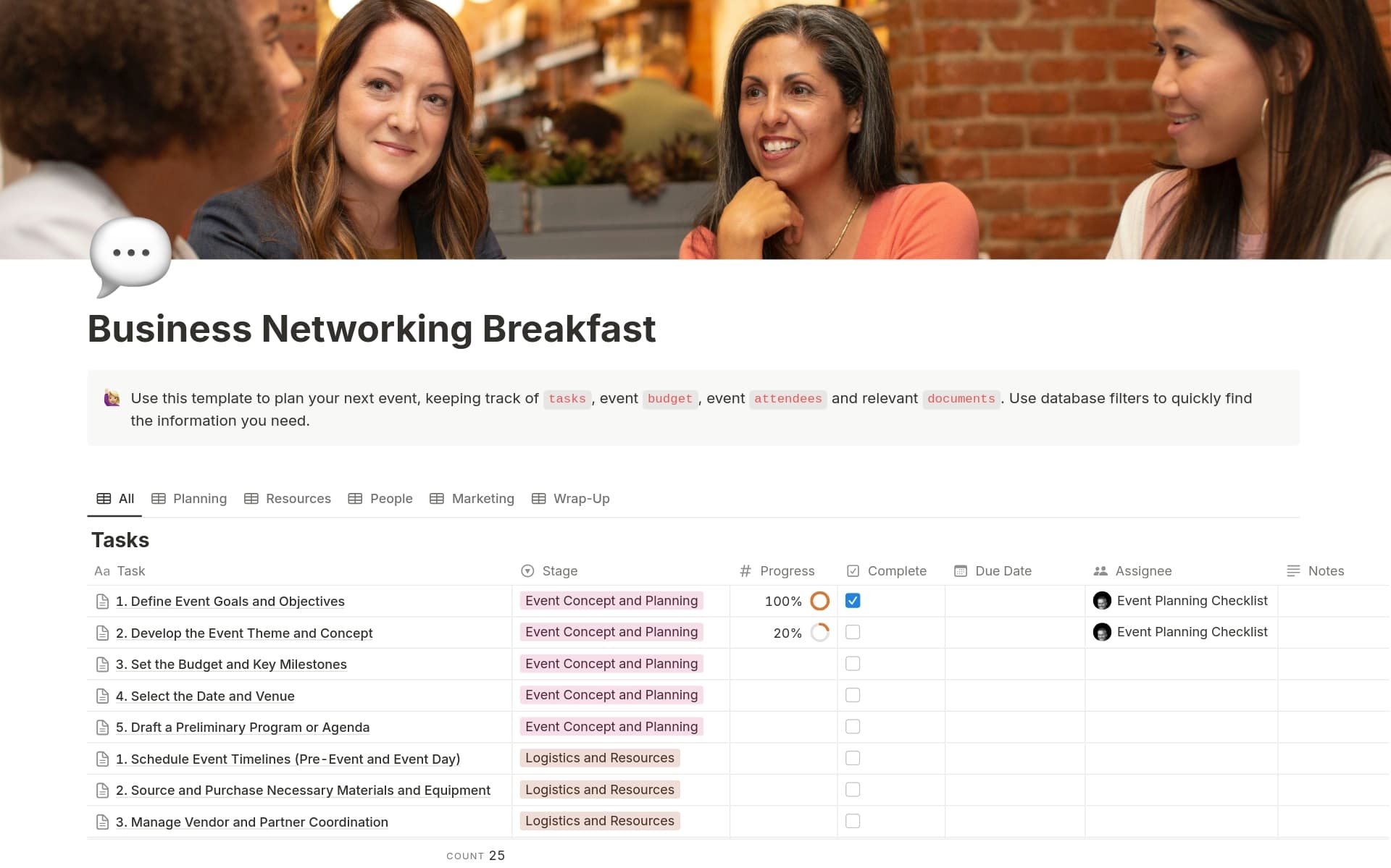 A template preview for Business Networking Breakfast