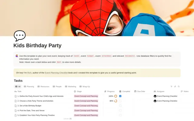 Kids Birthday Party Planning Checklist preview