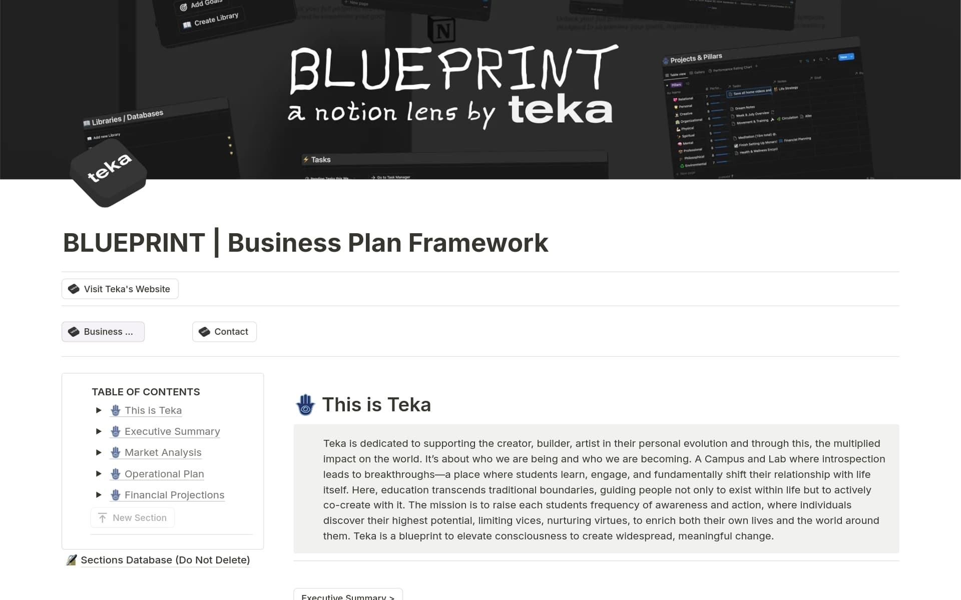 A template preview for 🏛️ BLUEPRINT | Business Plan Framework