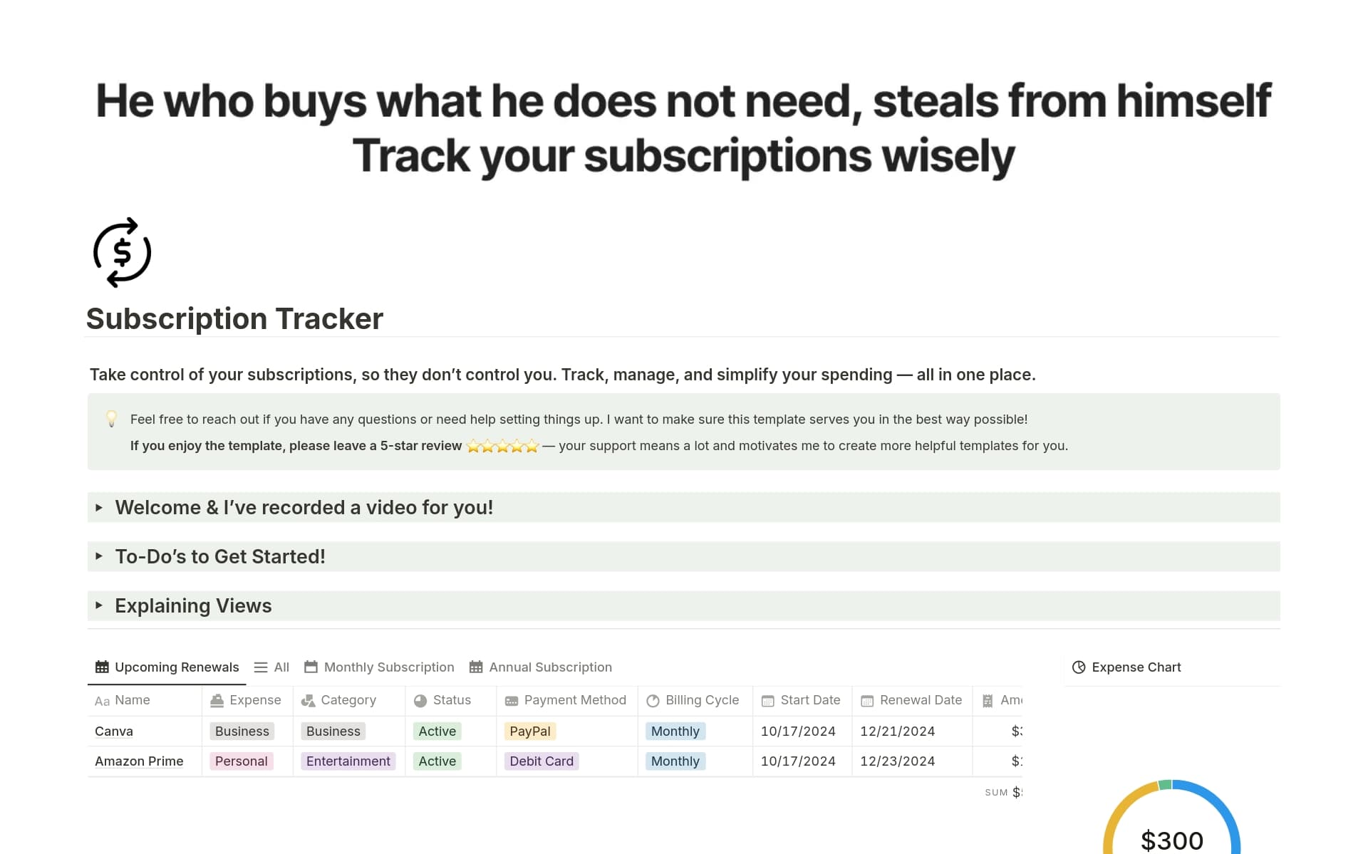 Subscription Tracker Template by Heytahaaa | Notion Marketplace