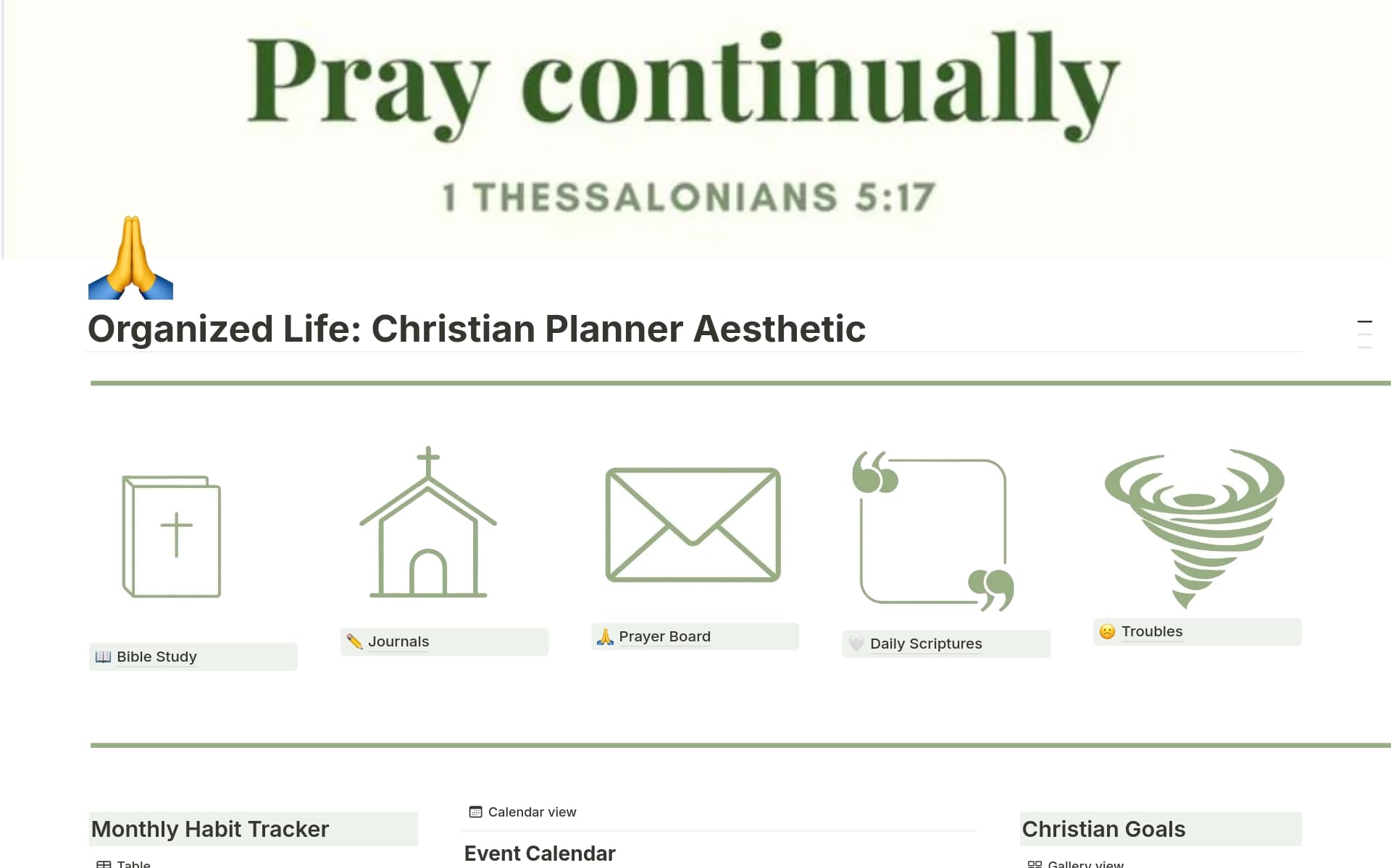 Transform your spiritual journey with our thoughtfully designed Notion Template for Bible Study, Christian Journaling, and Prayer Reflection!