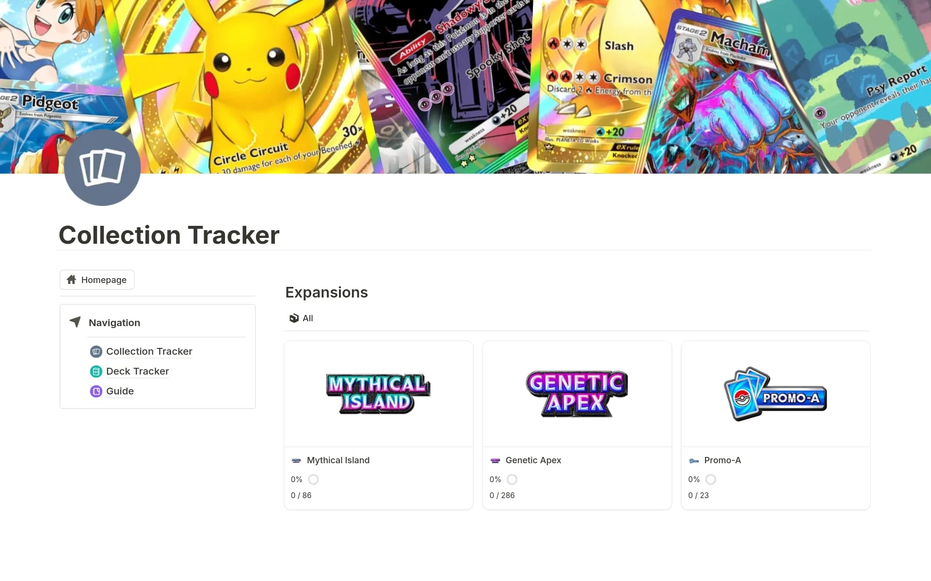 Pokmon TCG Pocket Collection Tracker Template | Notion Marketplace Pokmon TCG Pocket Collection Tracker Template | Notion Marketplace