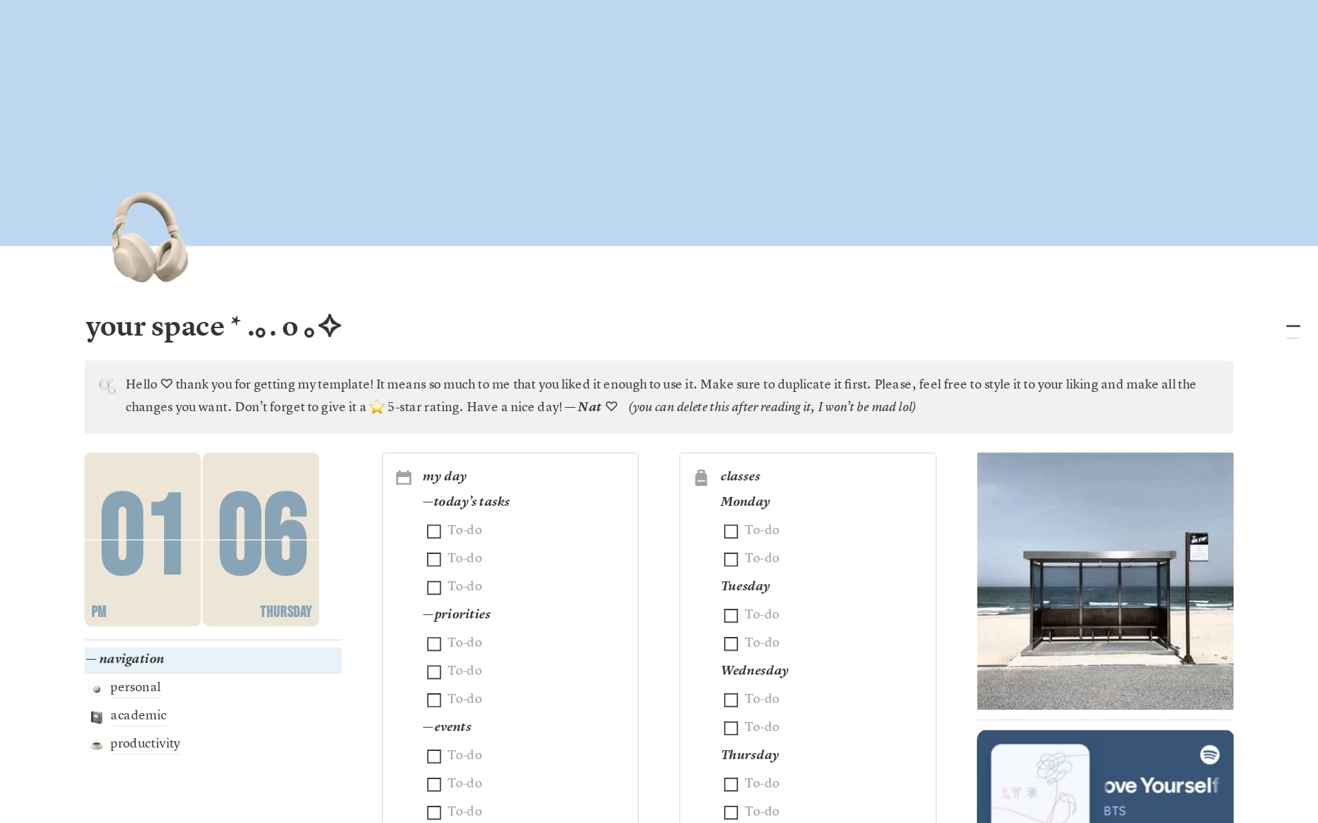 A template preview for your space (blue edition)
