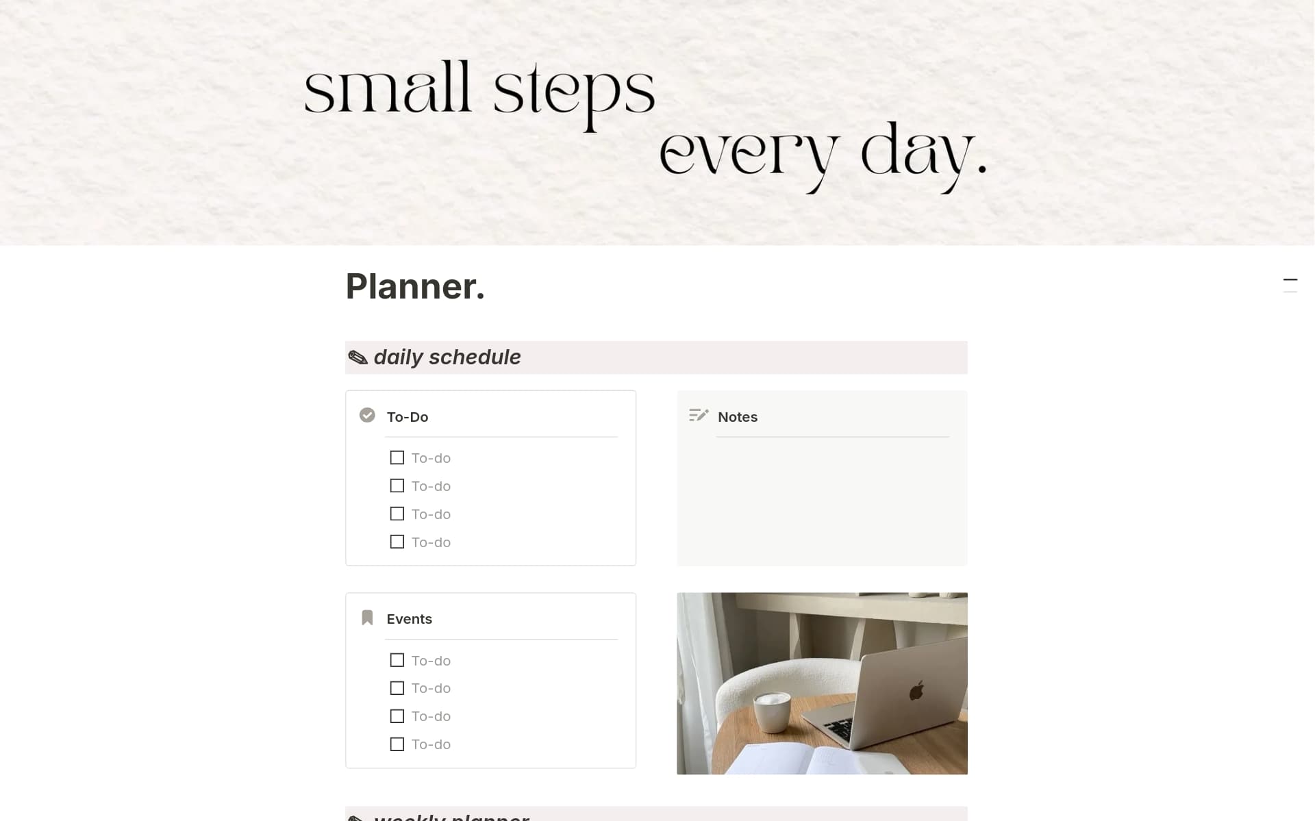 A template preview for Simple Planner | Daily To-Do List Weekly Planner