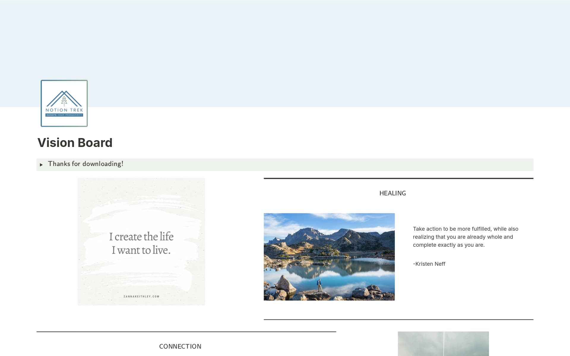 ✨Take the first step toward turning your dreams into reality with the FREE Vision Board Notion Template by Notion Trek! 🚀
