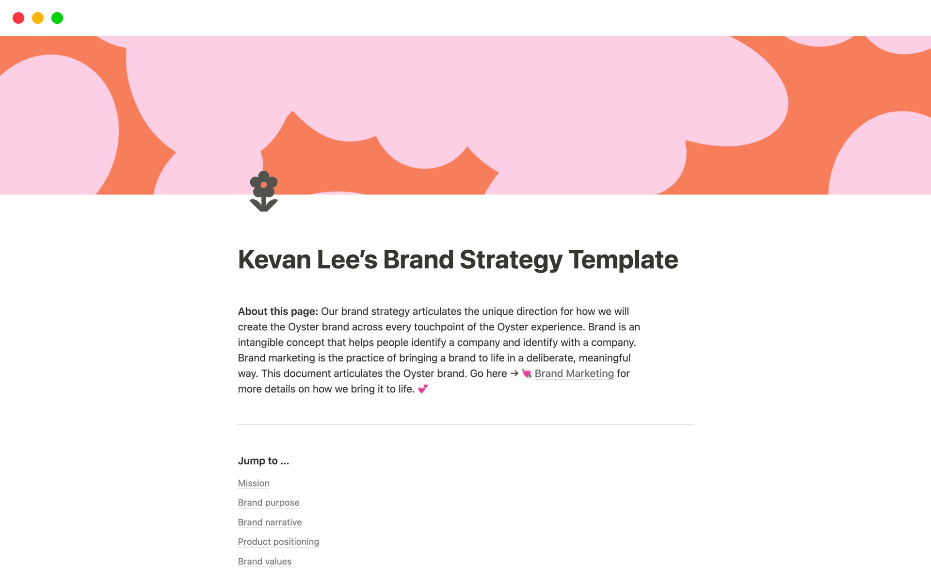 A template preview for Brand Strategy