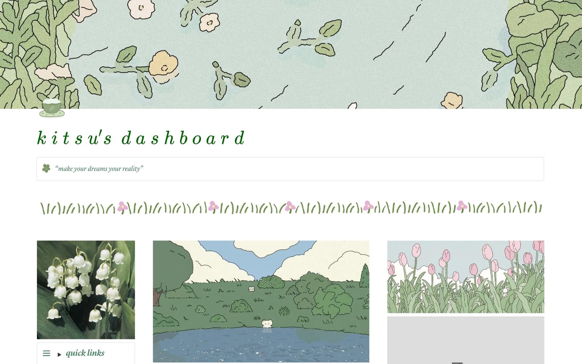 A template preview for 🍵 Matcha Life Dashboard for Productivity