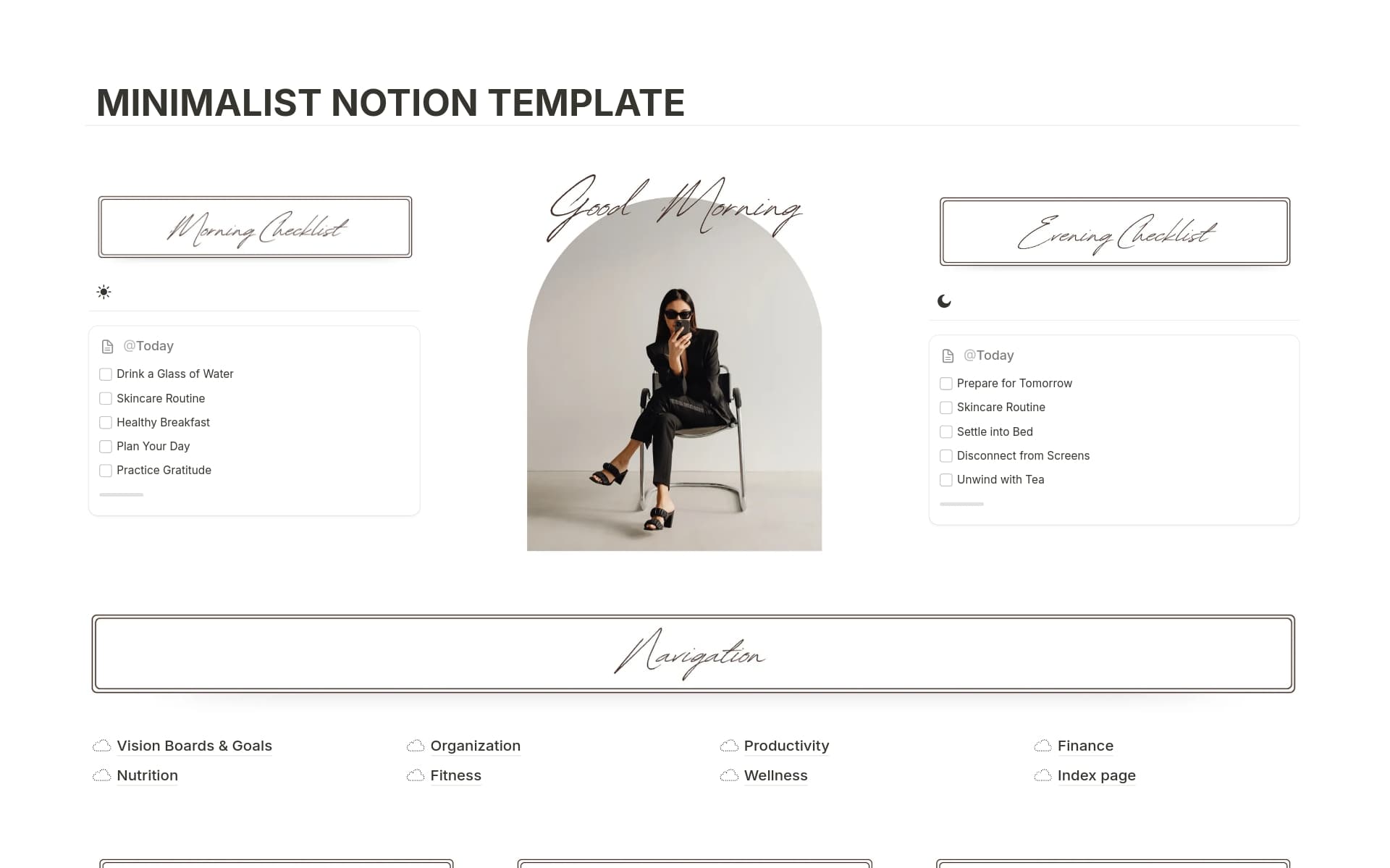The Minimalistic Life Planner is your all-in-one tool to stay organized, achieve goals, boost productivity, and prioritize wellness with features like daily-to-monthly planners, meal and fitness trackers, manifestation tools, financial management, project organization, self-care.