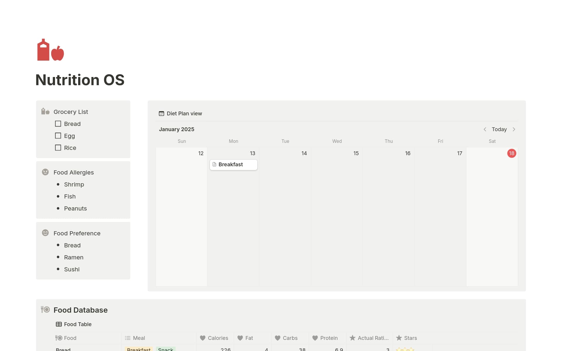 Simple Nutrition Tracker Template by Ramyun | Notion Marketplace
